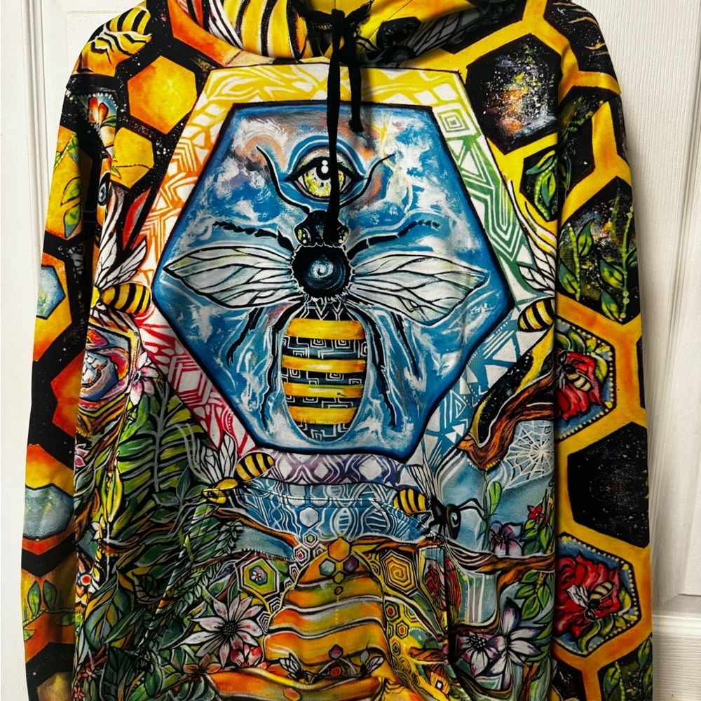 Vibrant Graphic Hoodie with Bee Design